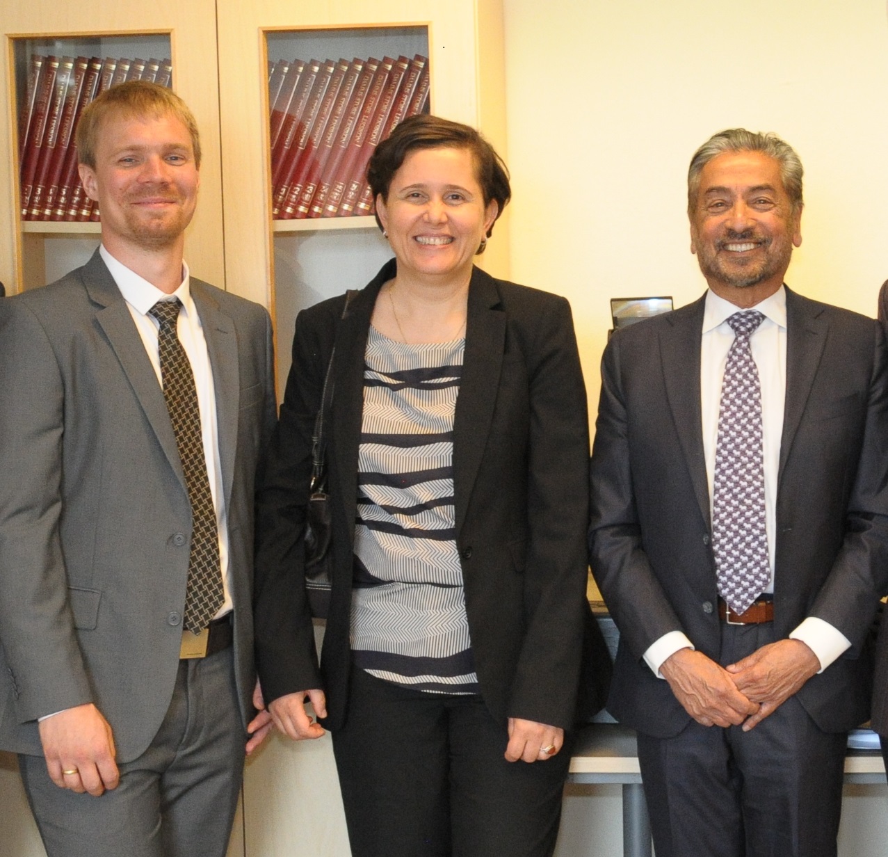 Kandidat Åsmund Ervik, andreopponent Lamia Goual (University of Wyoming), førsteopponent Sanjoy Banerjee (City College of New York). Foto: Svend Tollak Munkejord.