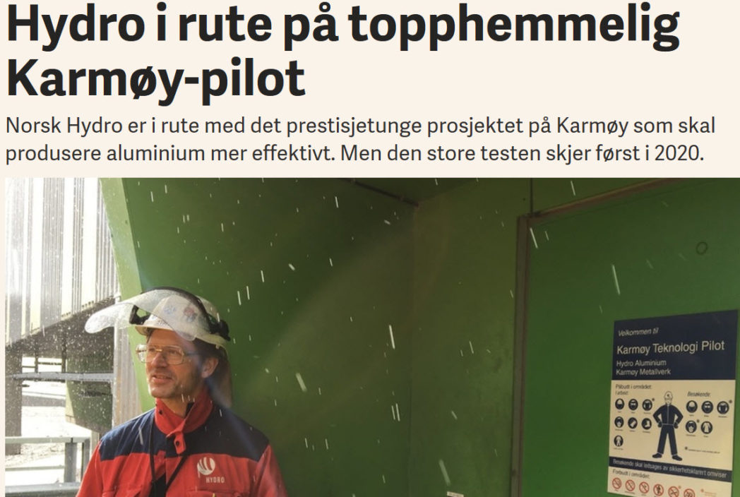 Accelerated Learning Through Technology pilot project at Hydro Karmøy. Faximile of E24 article.