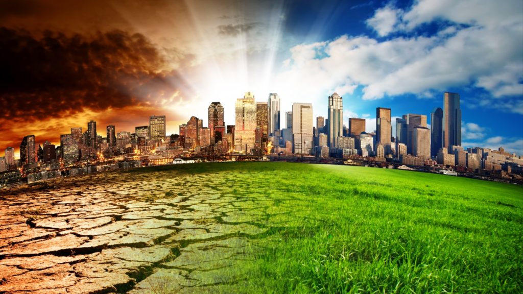Climate change concept in a city