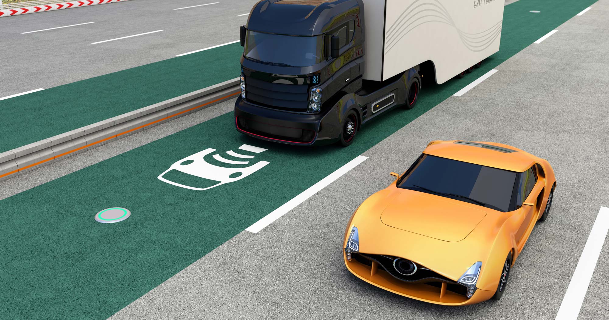 Image showing wireless dynamic charging of electric vehicles on a road