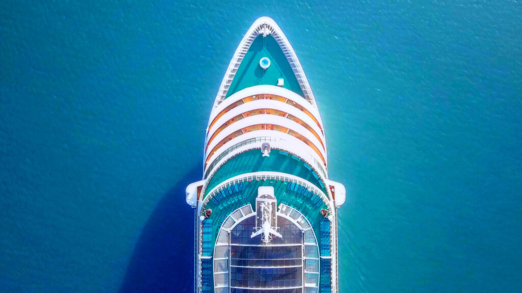 bird's eye view of a cruise ship