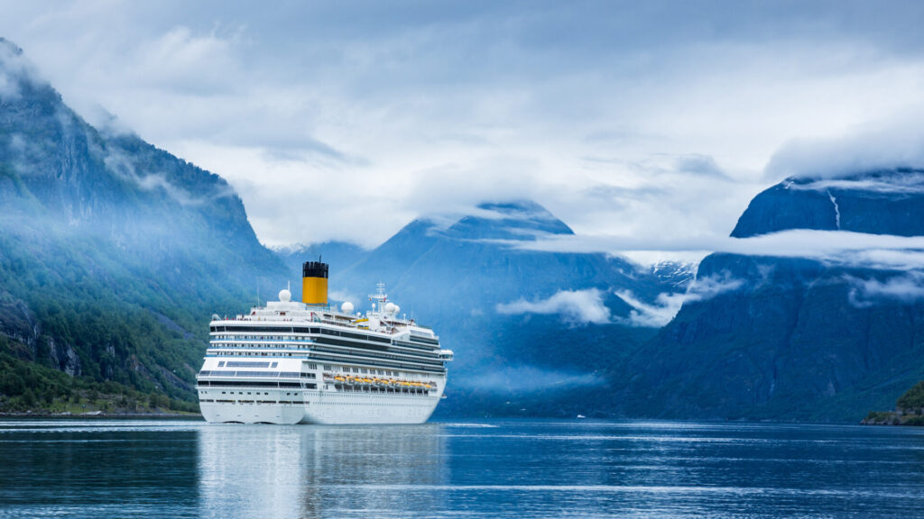 Cruise ship on the Norwegian fjords