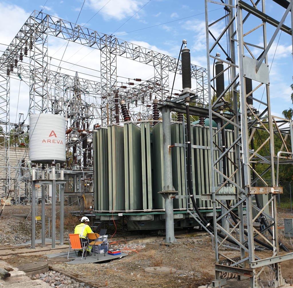 PD-måling på krafttransformator i felt - foto