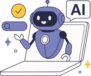 Illustration AI and robot in computer